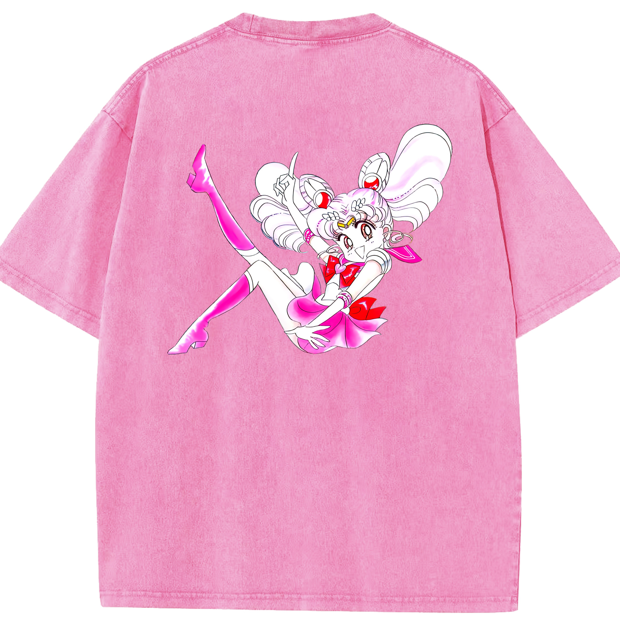 （画像用） 美少女戦士セーラームーン ちびうさ Sailor Moon Chibiusa Tsukino Usagi Small Lady Serenity 綿100% ヴィンテージ風 半袖Tシャツ（背面プリント）